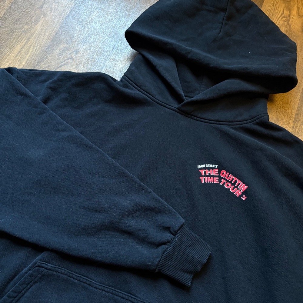 Zach Bryan The Quittin Time Tour 24 Double Graphic Hooded Pullover Sweatshirt